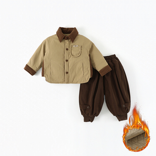 夹棉加厚两件套男女宝宝棉服棉裤 2025新款 AW698 秋冬款 儿童套装