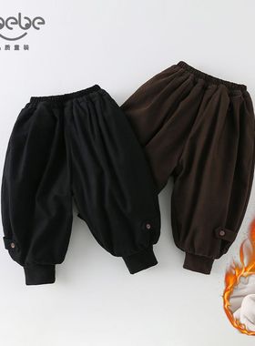 男童加绒加厚裤子棉裤2025款秋冬新款中小童保暖裤运动裤AK1008