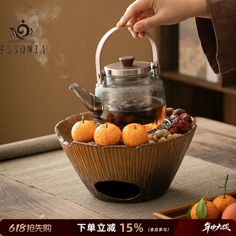 ESSONIA围炉煮茶炉套装玻璃茶壶家用室内烧烤炭炉火炉罐罐茶煮茶