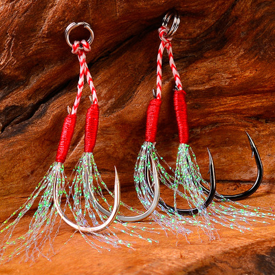 PROBEROS新款铁板钩羽毛钩绑毛钩 路亚钩海钓双钩渔具厂家