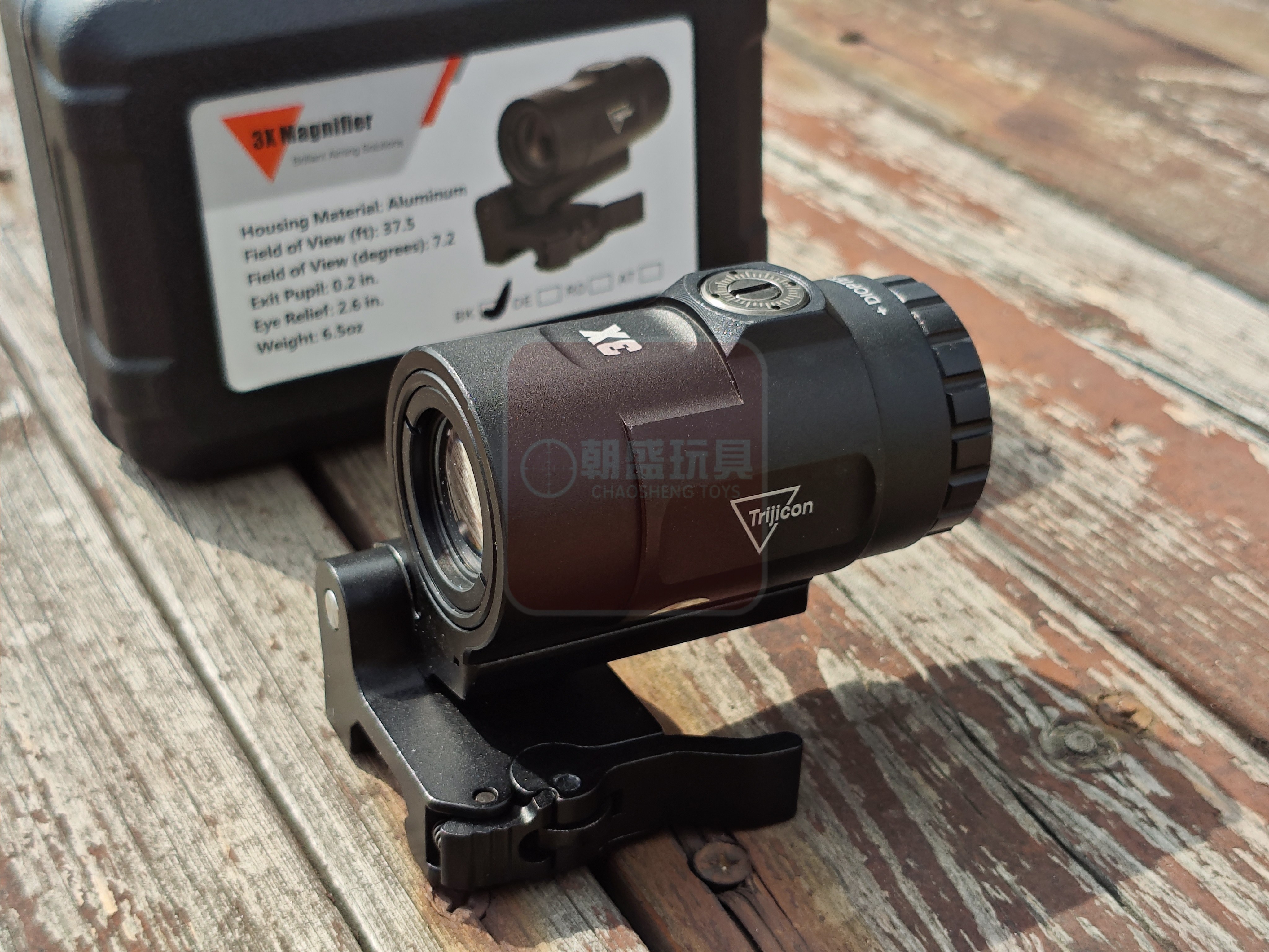 复刻款Trijicon 3X增倍镜侧翻高清透光带快拆 无功能摆件弹弓备件