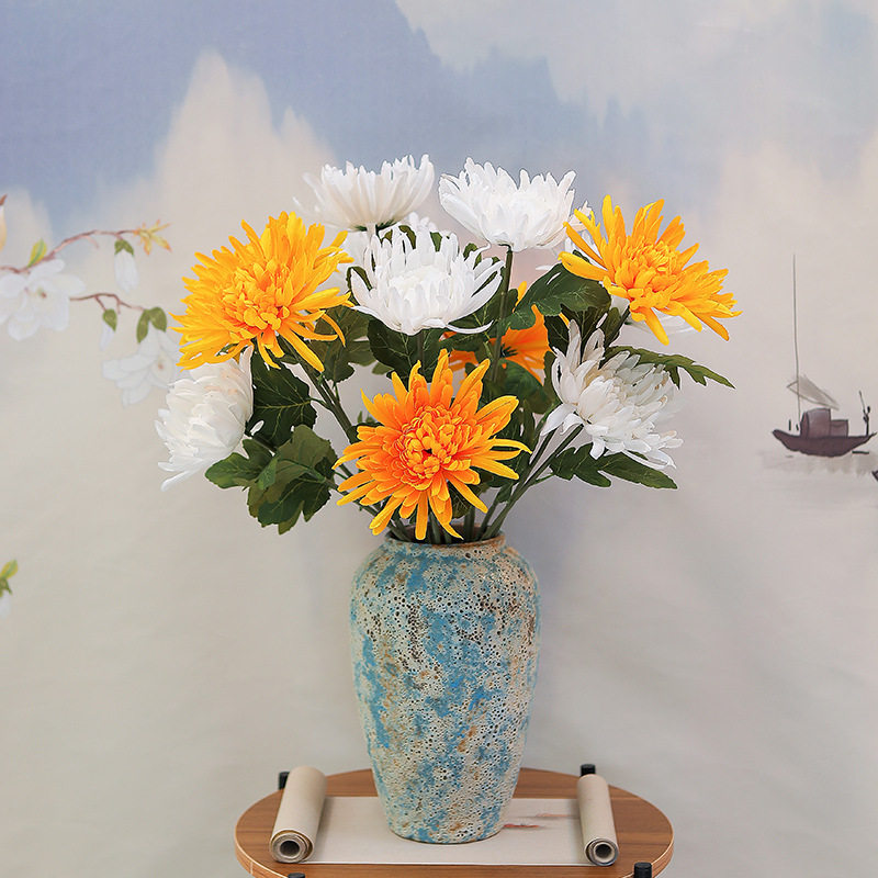 仿真菊花花束清明花单支假花坟前花清明节扫墓花祭祀墓碑墓地祭花