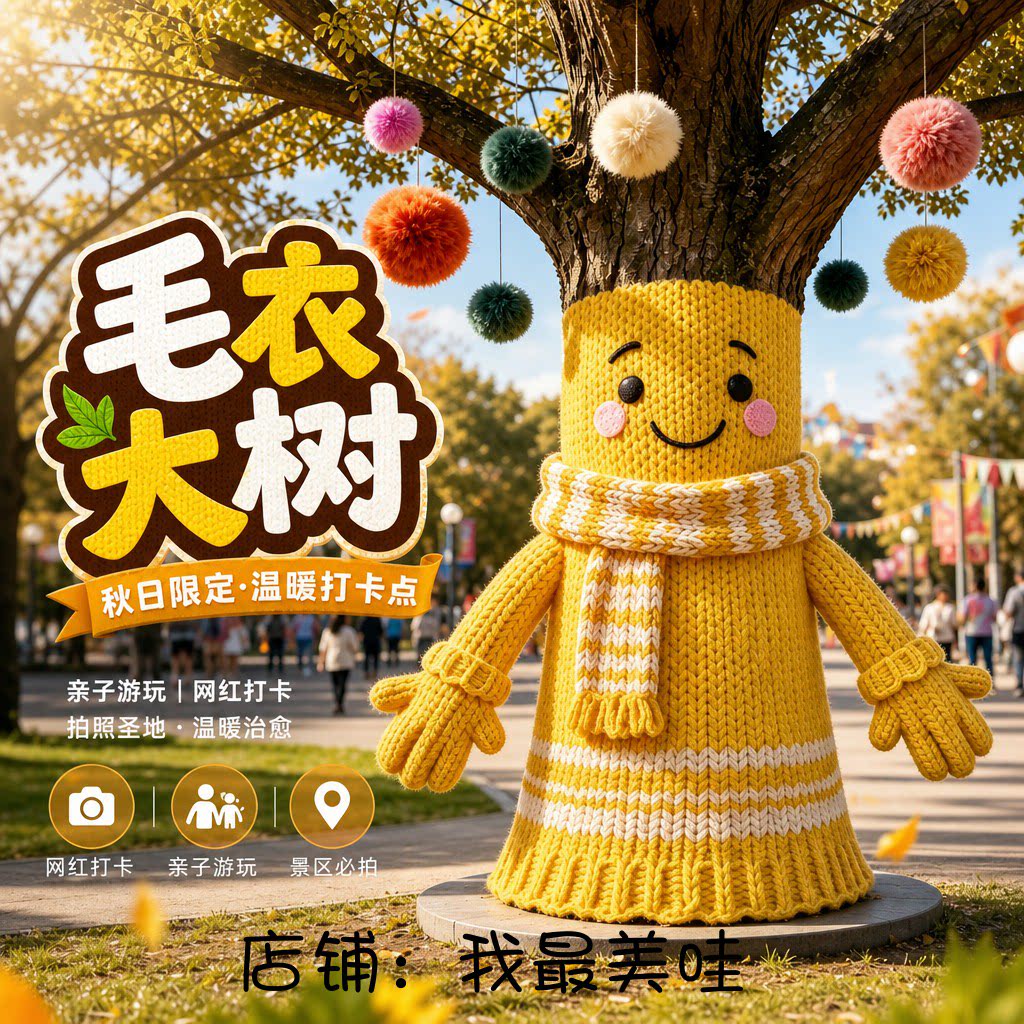 网红大树卡通针织树套毛衣美陈