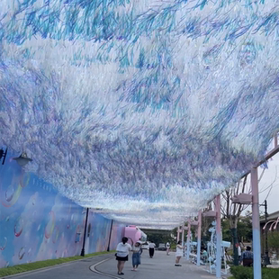 雨丝帘吊顶装饰镭射雨丝彩带户外商场乐园景区银河天幕氛围感装饰