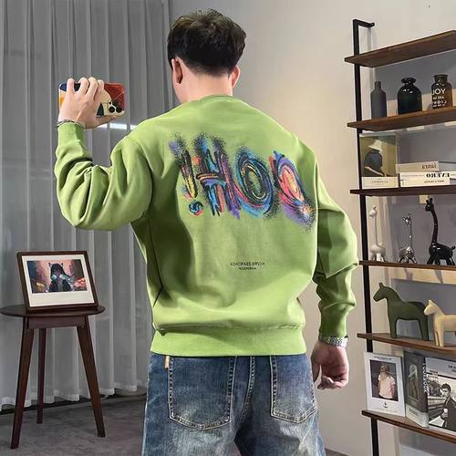 涂鸦印花修身休闲长袖卫衣男士