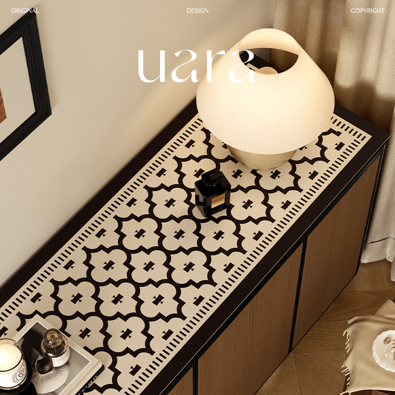 UARA午夜巴塞长条皮革电视柜餐边柜垫长方形桌垫免洗防水防尘垫子