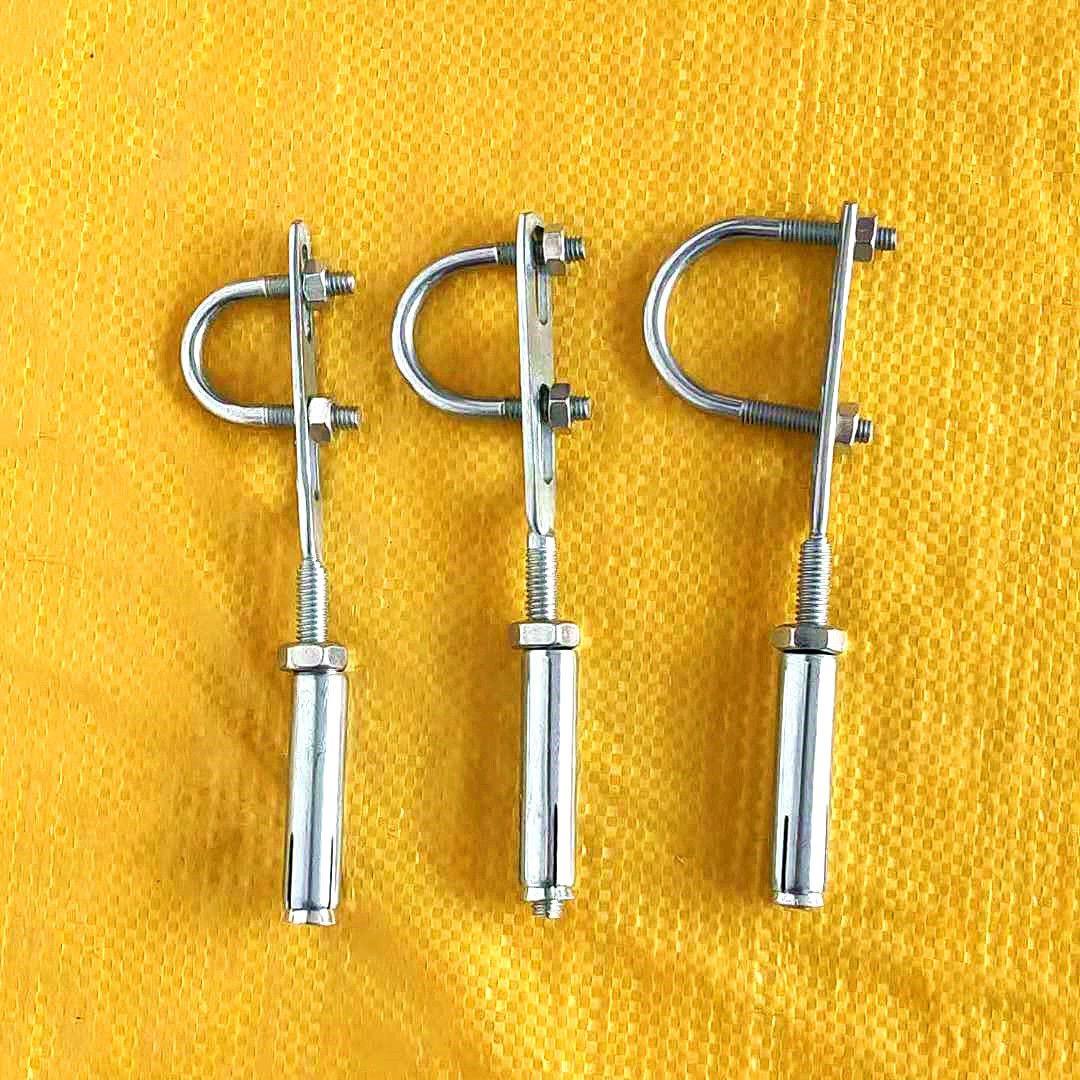 天然气管道固定支架膨胀托卡拖杆u型膨胀螺丝管道抱箍镀锌管卡4分