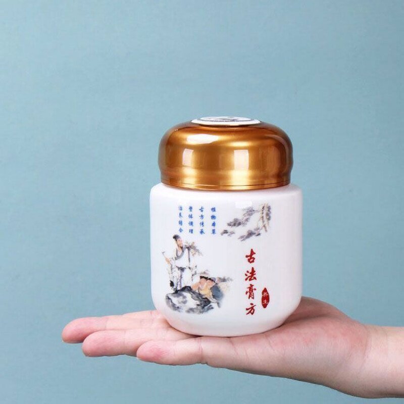 300ml陶瓷罐子带盖礼盒装药材