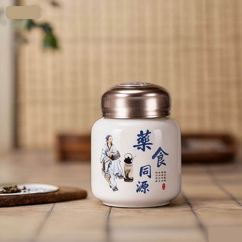 中药材密封罐陶瓷罐亚克力拧盖