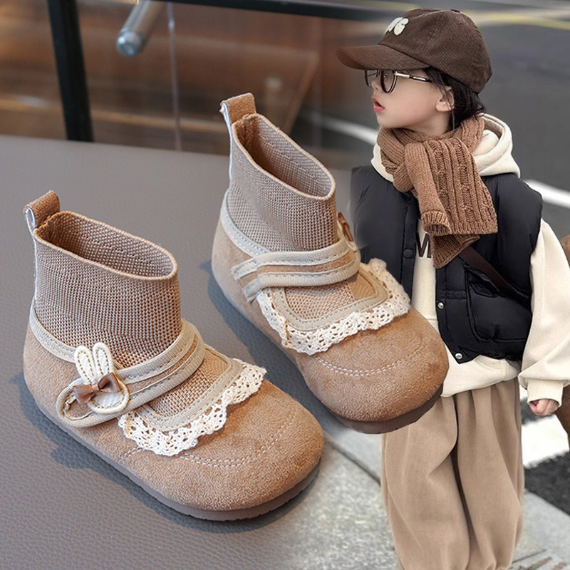 小童短靴女童勃肯鞋皮鞋秋冬季