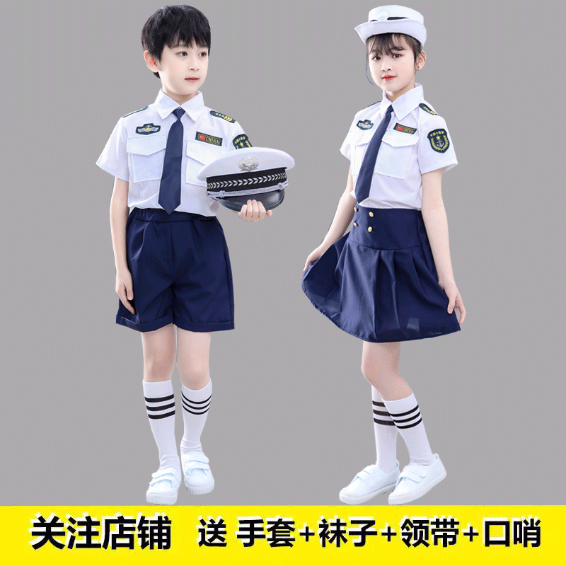 儿童小海军套装警察制服男女童演出服五一中小学生特种兵特警衣服 童装/婴儿装/亲子装 儿童演出服 原图主图