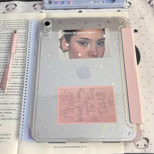 无笔槽y折款亚克力粉色可爱插画ipad11代保护壳air7/6/5/4平板套pro11寸2025/A16保护套