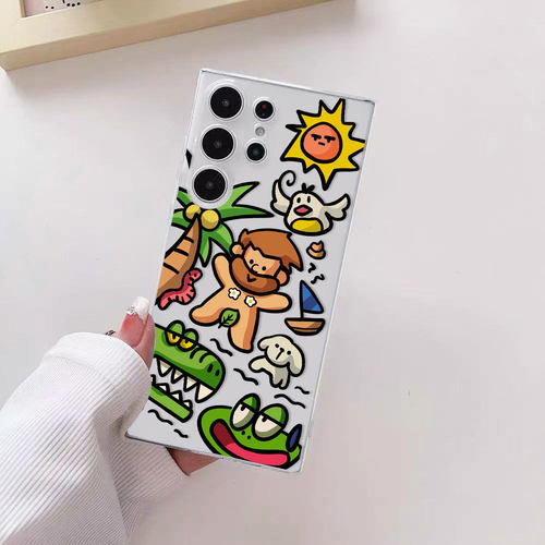 趣味卡通野人适用于三星S25Ultra手机壳小清新轻奢风s24ultra硅胶s23u卡通插画魅族21Pro透明
