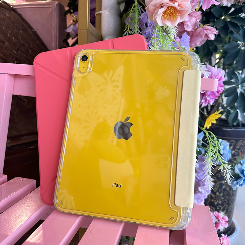 2025新款ipad11保护壳左侧笔槽11代保护套11寸适用苹果平板第十代内置ipad10套防摔弯亚克力透明玫红色硬黄色