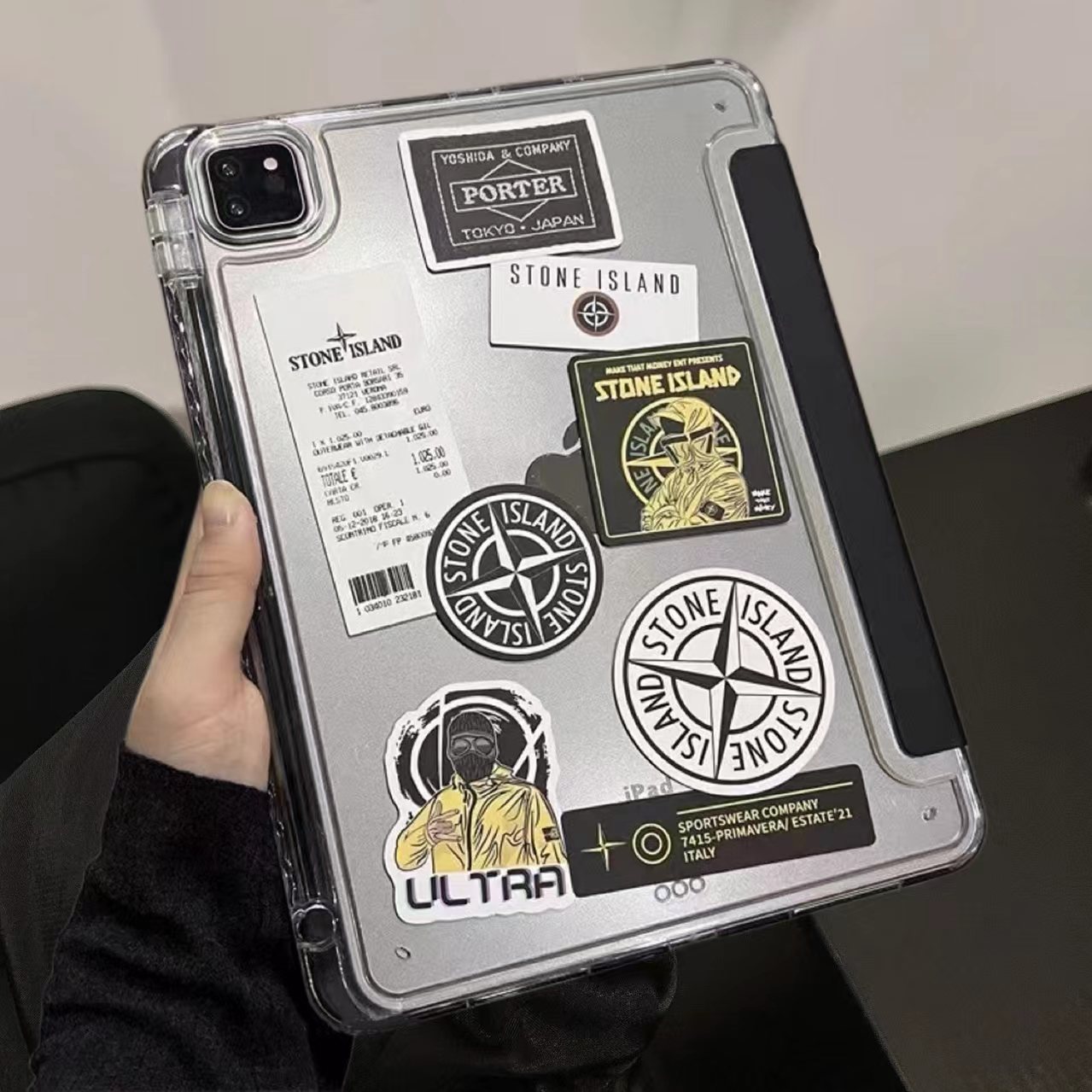 高级感亚克力DIY石头岛贴纸适用ipad pro2022平板保护壳苹果第10代10.9寸air4/5带笔槽mini6硬10.2/11/12.9寸