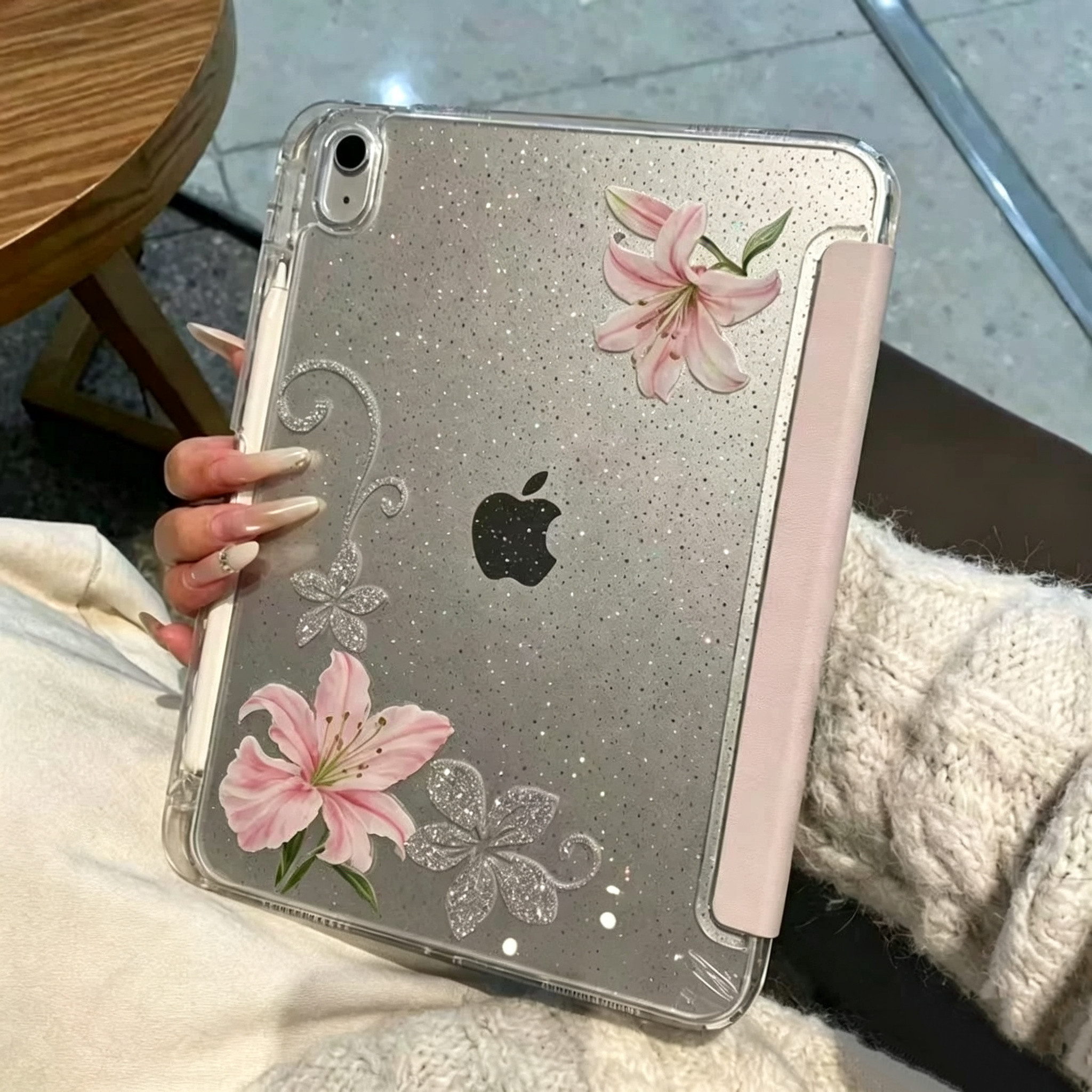 百合花星星适用苹果2026新款ipad11代平板保护壳Y型三折ipad air67带笔槽13英寸平板壳亚克力10.9防摔平板套