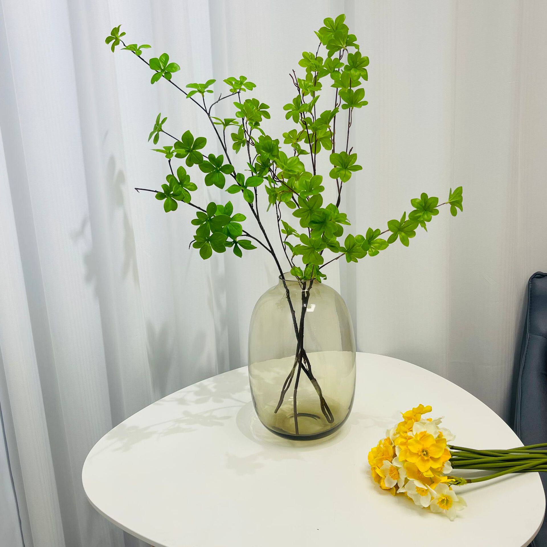 大肚玻璃花瓶简约经典款椭圆真色玻璃小口花瓶样板间复古插花花器