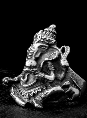 钢铁战士不锈钢饰品 立体雕刻象鼻戒指 个性男士钛钢指环