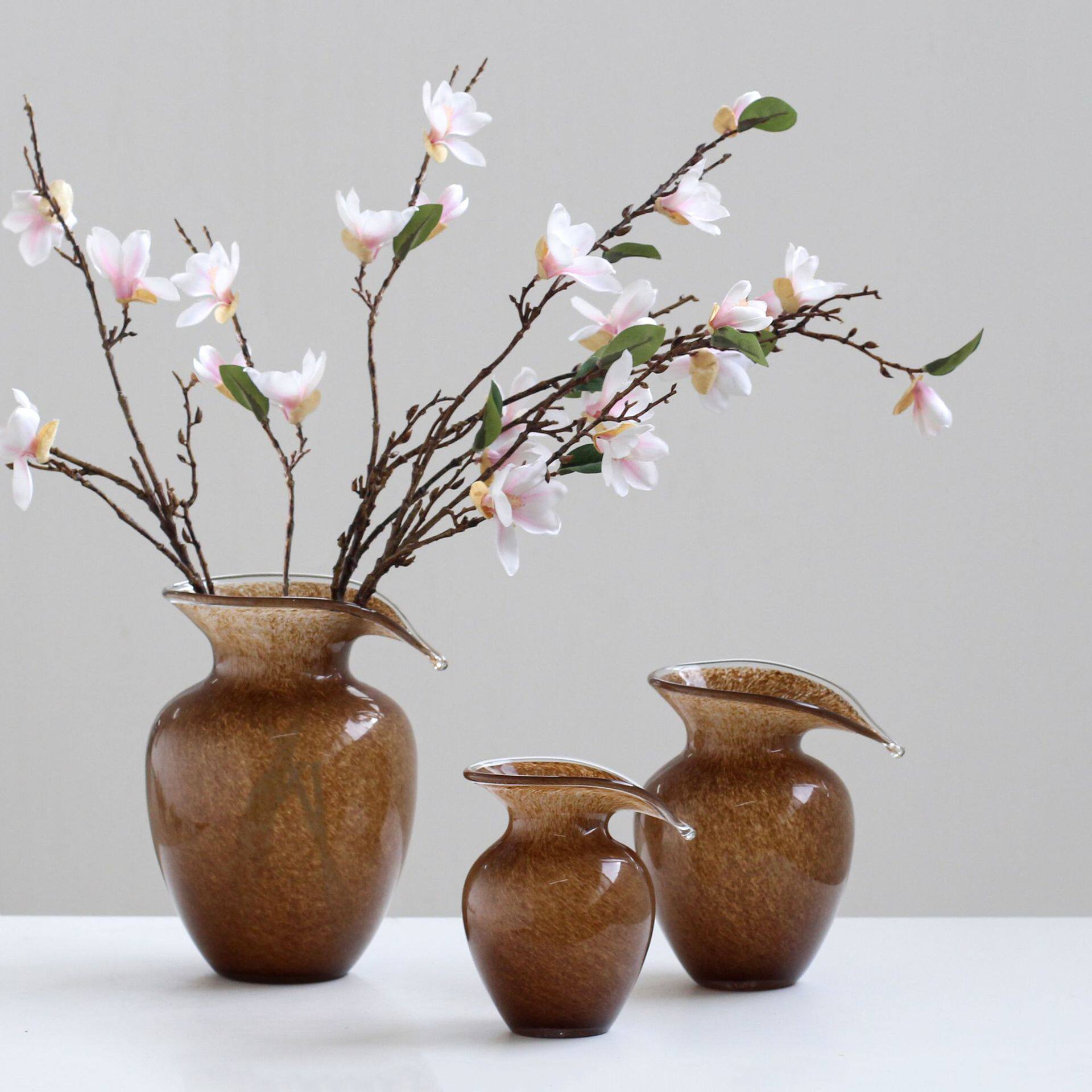 怡露复古创意口玻璃花瓶软装家居摆件设计家居花器客厅插花碧轩