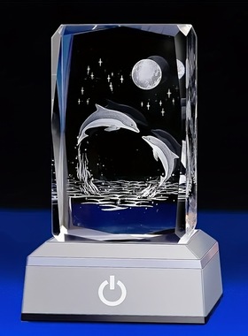 创意3d水晶内雕558发光小夜灯摆件工艺品生日圣诞礼物送孩子恋人