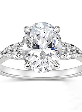 欧美新款925银四爪镶3克拉8×10旦型5a锆石女式仿真