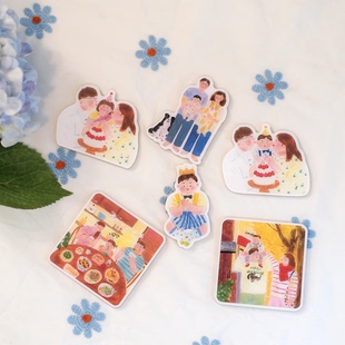 Super&Jane一家三口baby亲子家庭可爱亚克力磁力贴冰箱贴照片贴