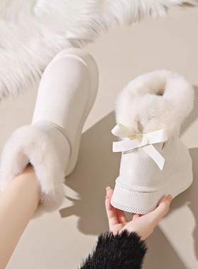 时尚厚底雪地靴女款2025秋冬季新款皮毛一体加绒加厚保暖东北棉鞋