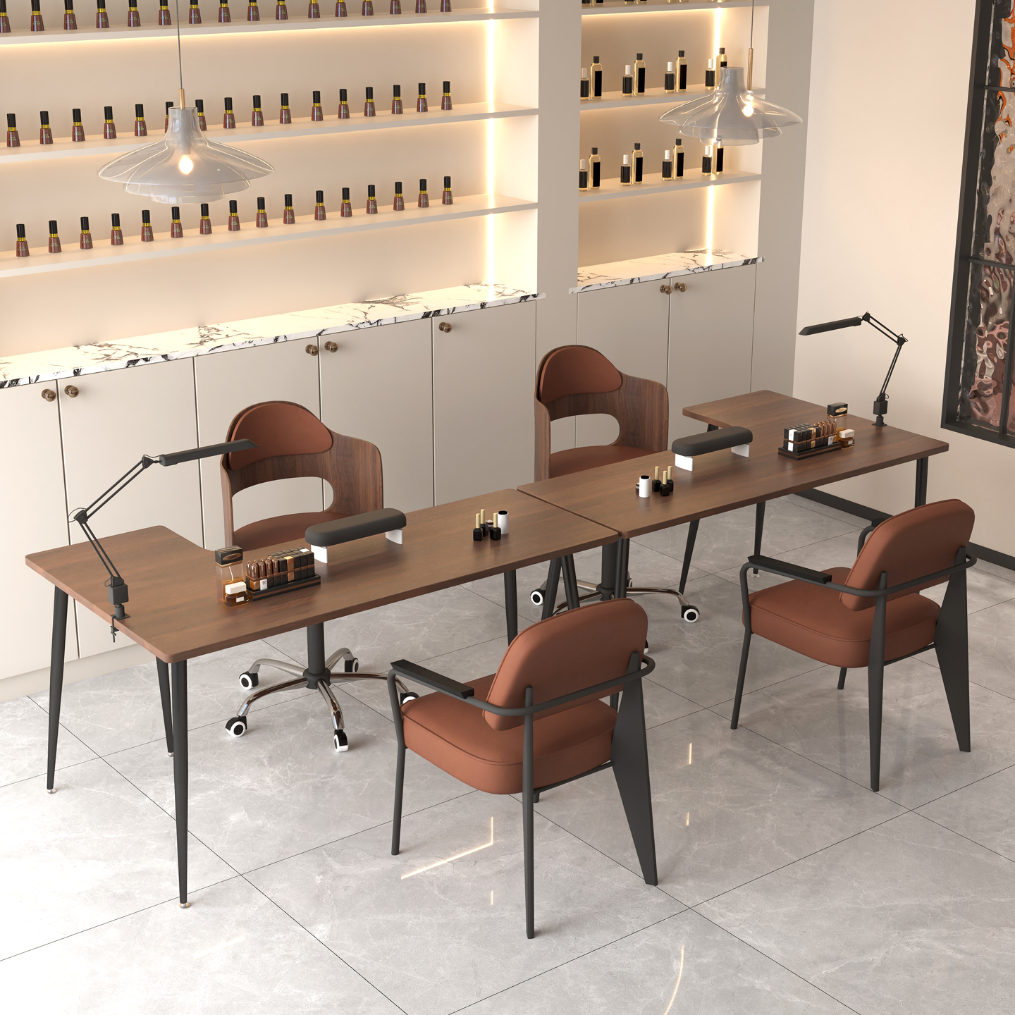 新款转角美甲桌椅组合套装美甲桌