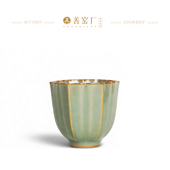 善窑厂李善明青玉粉青六方杯 汝窑高端茶具主人杯 景德镇汝瓷单杯