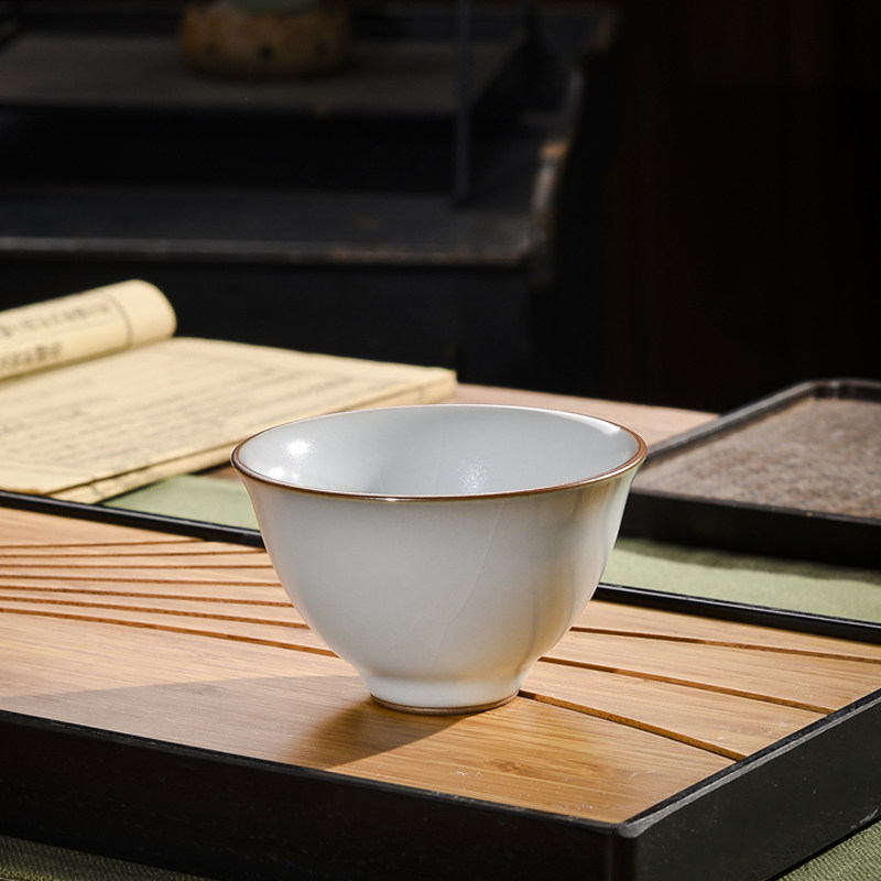 善窑厂李善明善款二代月白主人杯单杯景德镇开片可养汝窑望尘茶杯