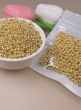 高亮金银色散珠有孔手工串珠diy饰品配件材料手链手串隔珠散珠子4