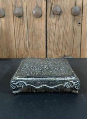 天然整青石雕刻方形壶承底座杯垫手工雕刻新中式复古怀旧茶桌摆件