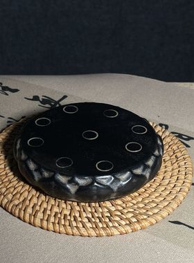 天然青石仿古石雕壶承底座杯垫茶托中式古典复古陈设摆件居家摆放