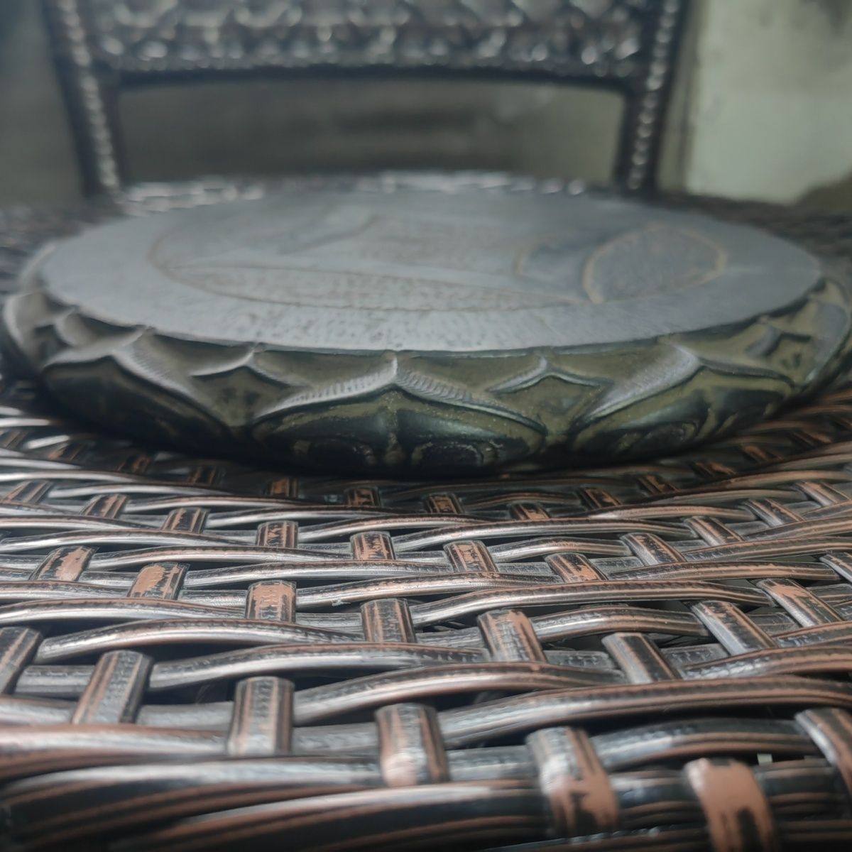 仿古石雕莲花金钱大壶承茶室文玩桌面茶桌复古会所托盘茶盘摆件