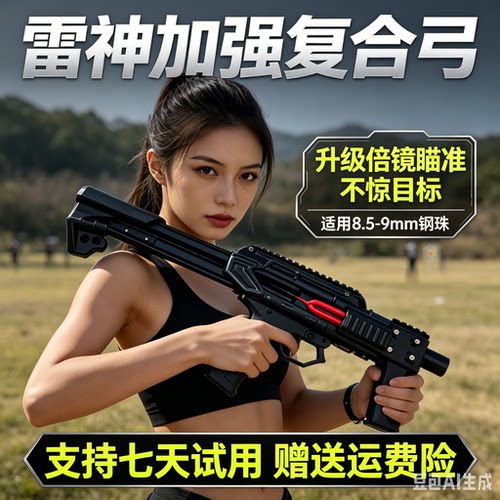 新款户外软弹弓3D打印雷神弓精准远程激光软蛋玩具复合弓弹弓钢珠