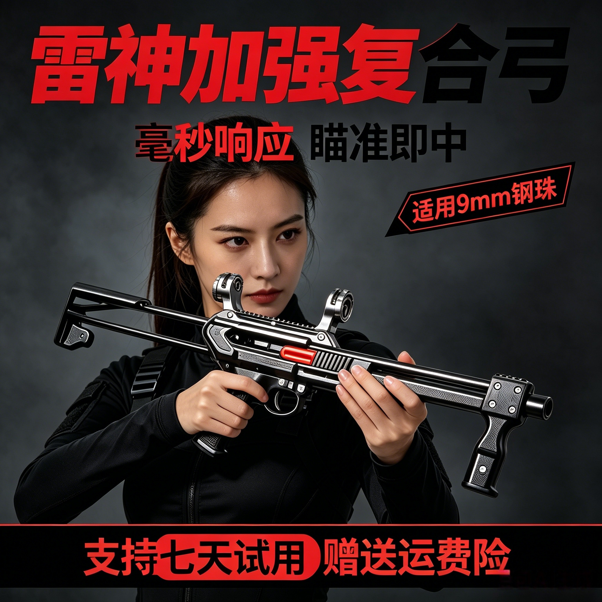 雷神复合弹弓远射程户外竞技钢珠弓连发红外线激光精准弹弓高精度