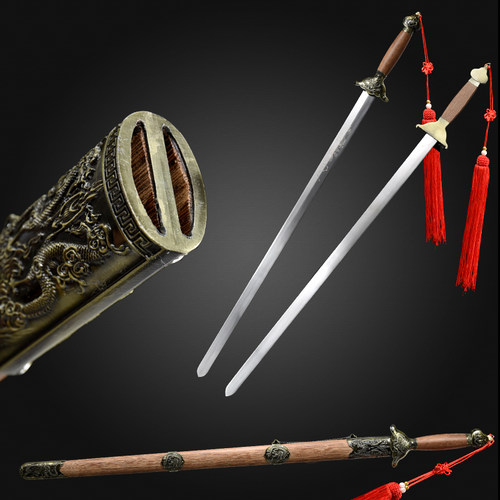 龙泉尊武刀剑太极剑不锈钢双剑晨练软剑鸳鸯龙凤武术表演剑未开刃 - 封面
