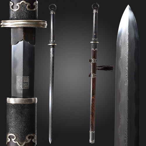 龙泉尊武刀剑文化 赵沛炎作 秦风环首剑汉剑宝剑冷兵花纹钢未开刃 - 封面
