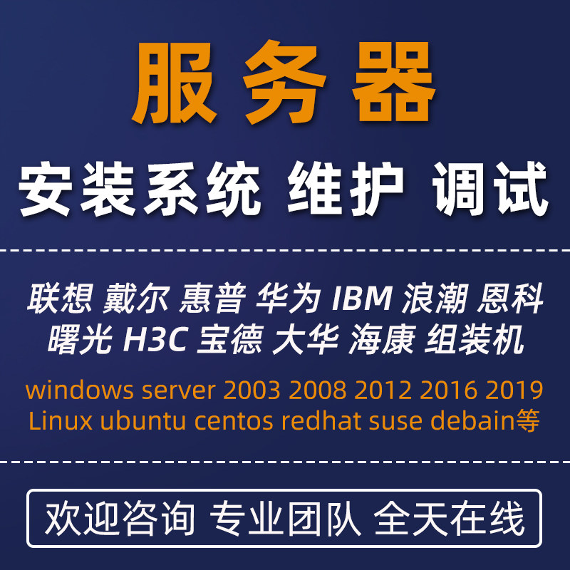 windows server2服务器远程安装维修复调试linux搭建配置技术服务