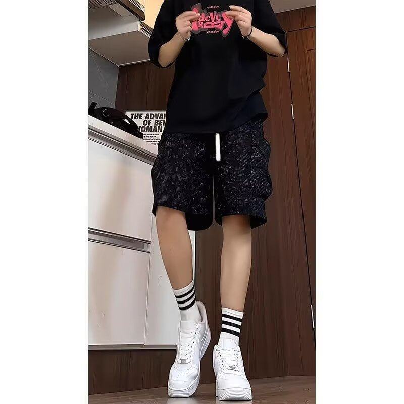 四分黑色扎染运动短裤男款夏季大口袋美式工装裤子高街直筒五分裤,男装,休闲裤,淘宝优惠券,粉丝福利购,淘宝优惠卷