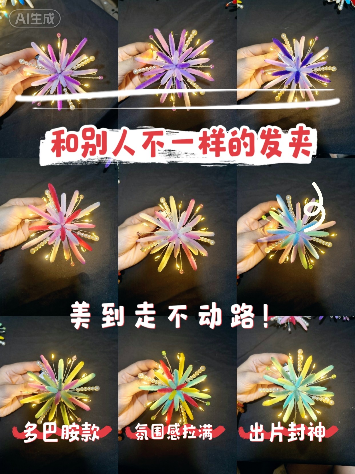 成品2026新款扭扭棒烟花发夹女高级感气质百搭发饰头饰氛围感礼物