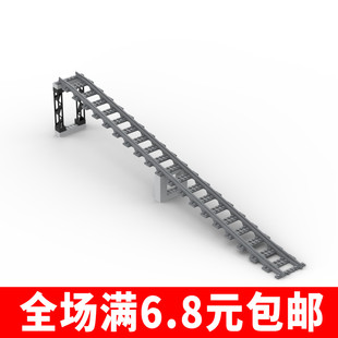 小颗粒积木火车轨道高架桥上下坡配件MOC场景一体轨道零件道路