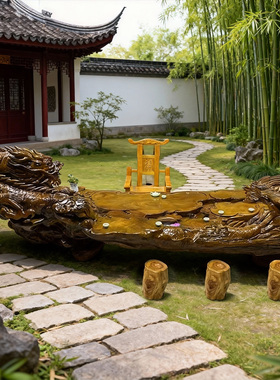 C2861金丝楠木天然脚流水鱼缸茶几龙凤呈祥大气实用面板满金丝