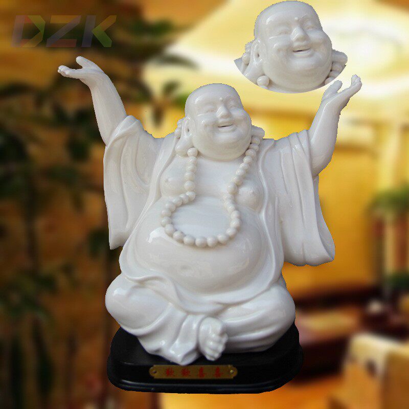 现代陶瓷工艺礼品家居装饰客厅饰品摆件佛像弥勒佛高端白瓷中式f8