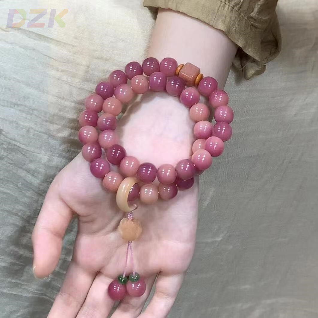 【一件代发】乌梅子酱樱花粉古风菩提手串双圈手持手链直播爆款f3