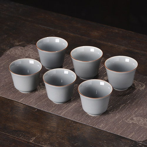 陶瓷茶杯功夫茶杯品茶杯泡茶茶器杯子6只装10只装茶杯子客杯茶盏