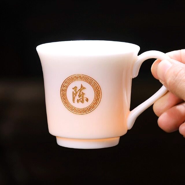 羊脂玉白瓷陶瓷百家姓定制功夫杯喝茶杯个人刻字品茗杯主人杯茶盏,餐饮具,茶杯,淘宝优惠券,粉丝福利购,淘宝优惠卷