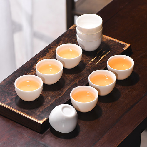 白瓷羊脂玉功夫茶杯6只陶瓷小茶