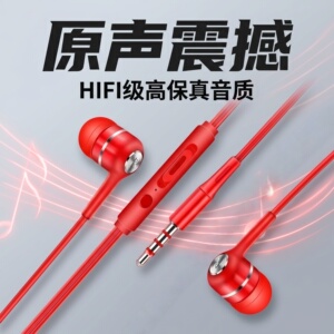有线耳机type-c扁口入耳式带麦高音质游戏重低音k歌通用舒适立体