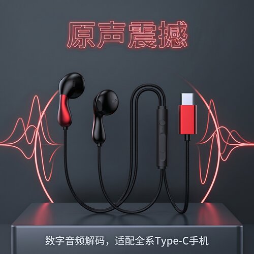 K歌重低音有线耳机入耳降噪高音带麦适用于vivo安卓小米OPPO魅族